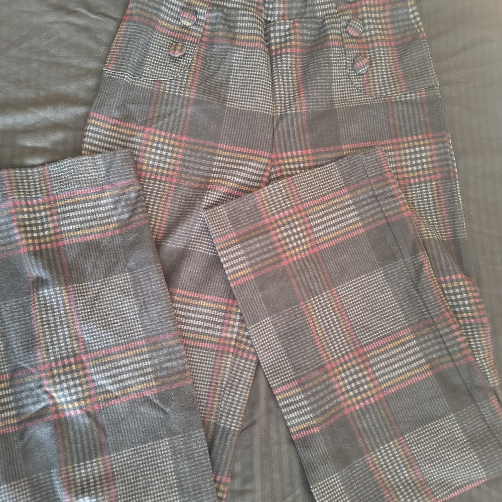 Fashion Nova Woman's Plaid Pants in Black, Gray, and Red